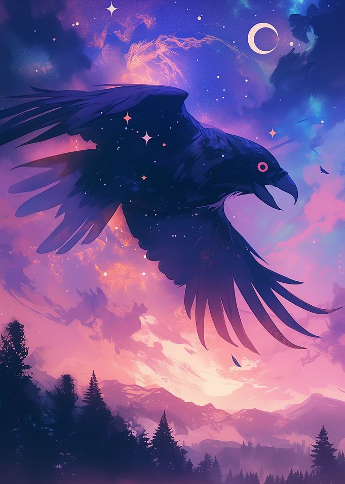 Raven in Starry Sky