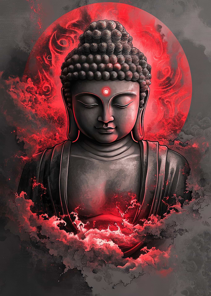Buddha In Red Clouds