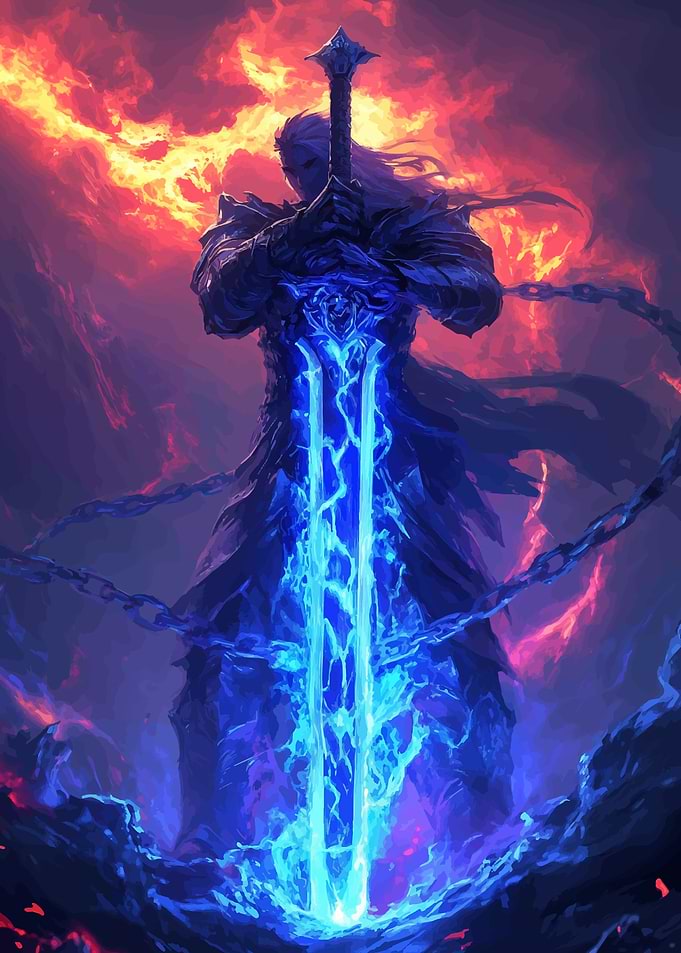 Warrior with Glowing Sword