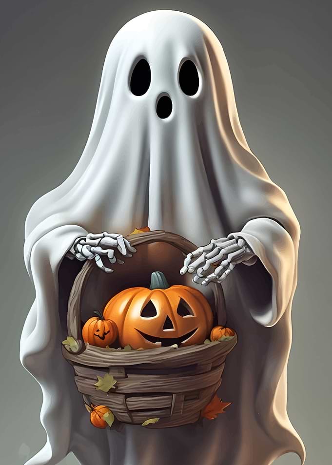 Ghost with Pumpkins