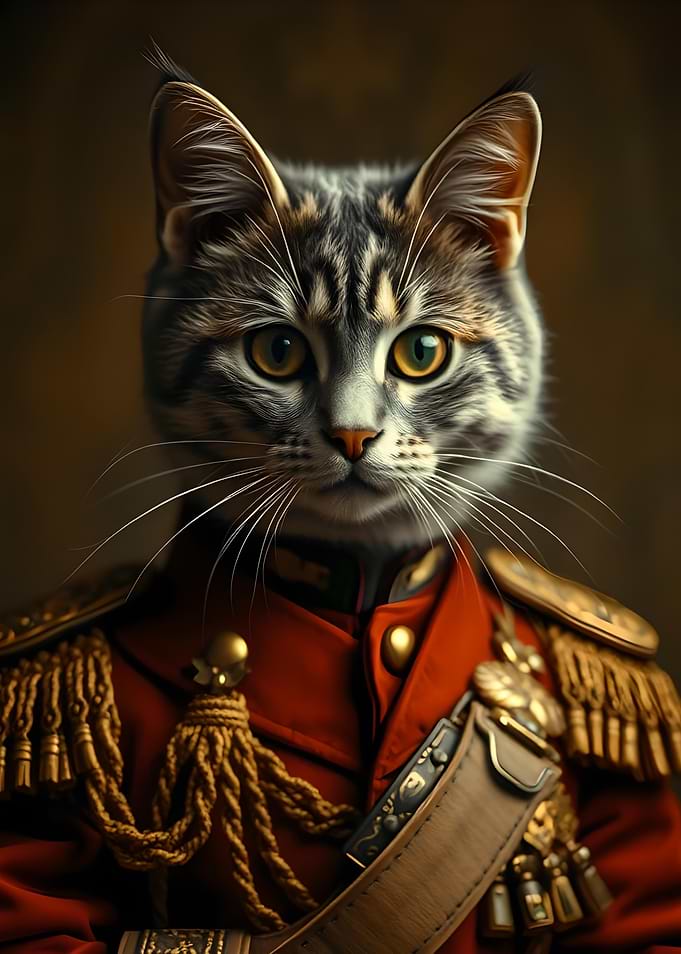 Cat in Military Uniform
