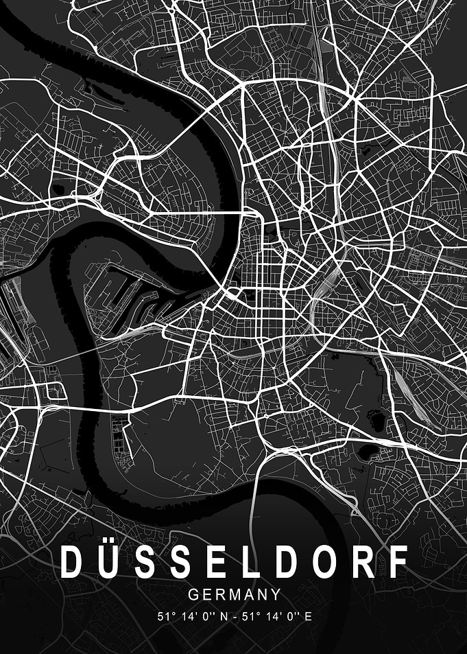 Düsseldorf Dark City Map