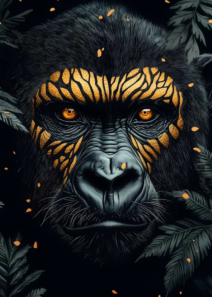 Golden Gorilla Portrait