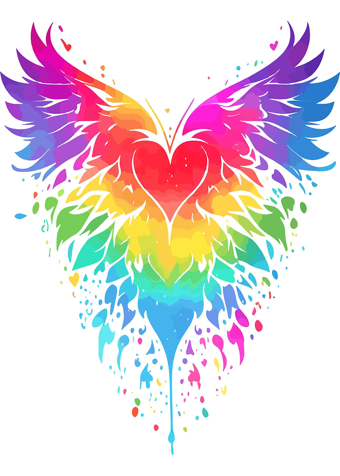 Rainbow Heart Wings
