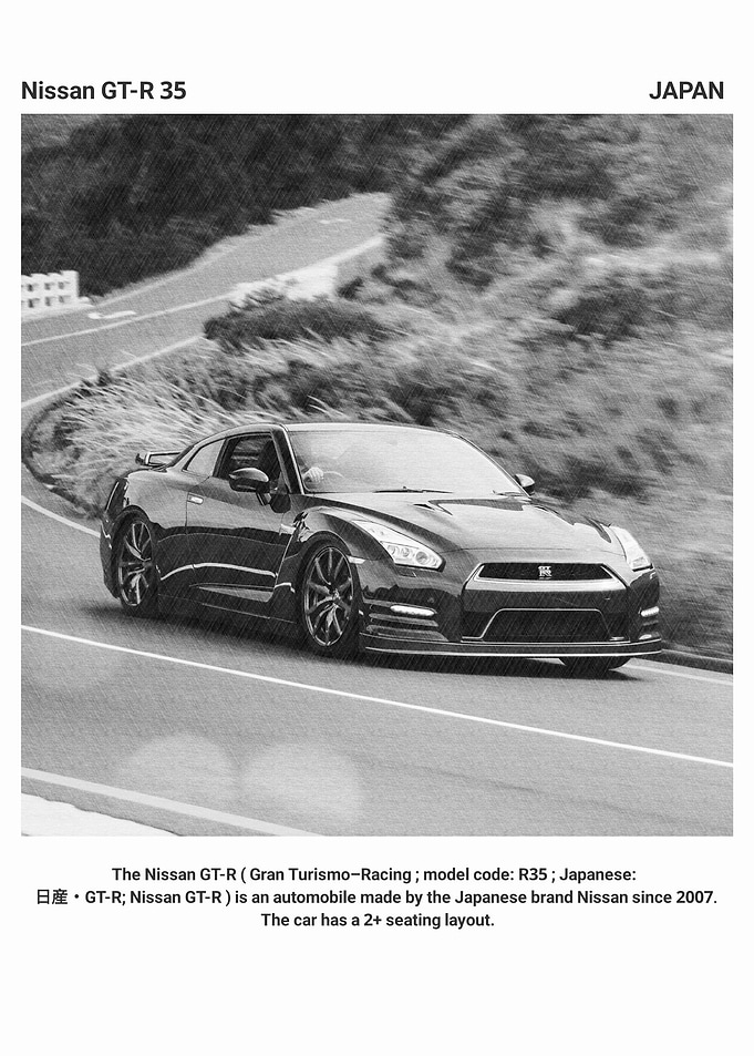 Nissan GT-R 35 Black and White