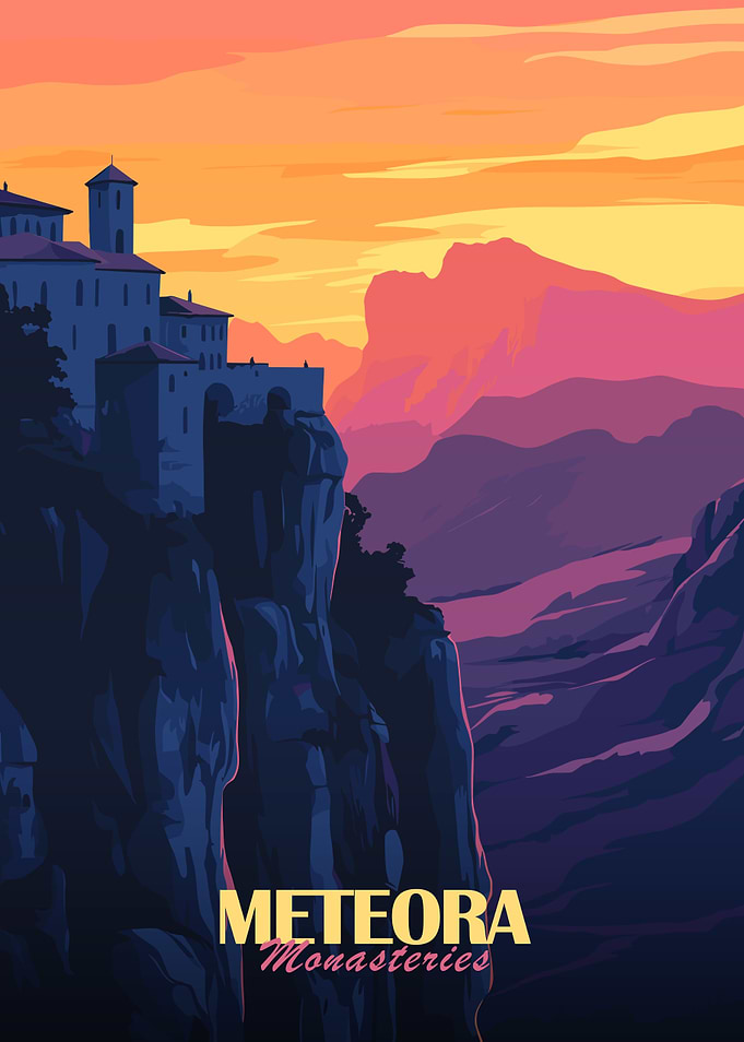 Meteora Monasteries Sunset