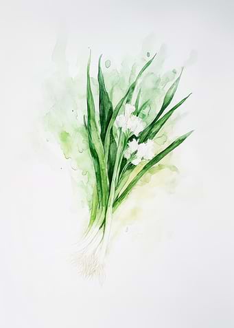 Watercolor Green Onions