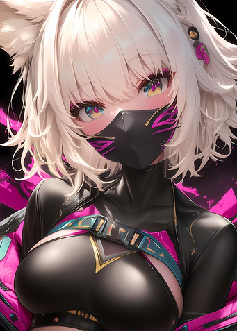 Ninja Anime Girl with Cat Ears