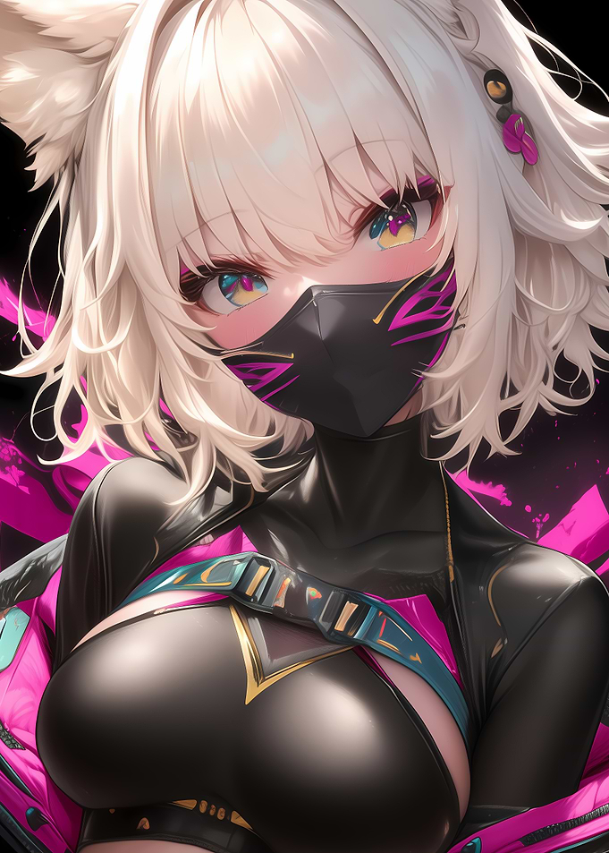 Ninja Anime Girl with Cat Ears