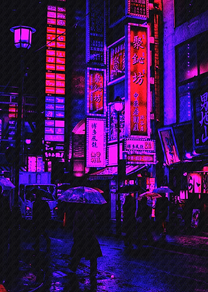 Neon Rain in Tokyo