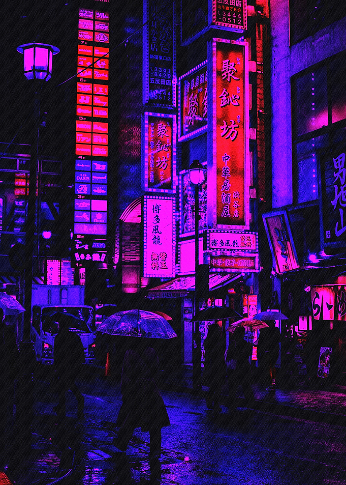 Neon Rain in Tokyo