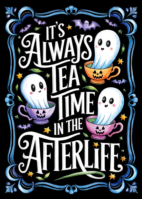 Ghostly Tea Time — kitchen metal wall art
