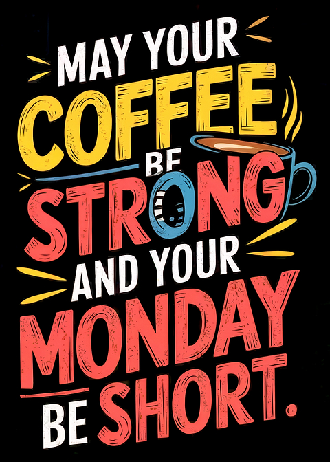 Strong Coffee, Short Monday — metal poster wall art
