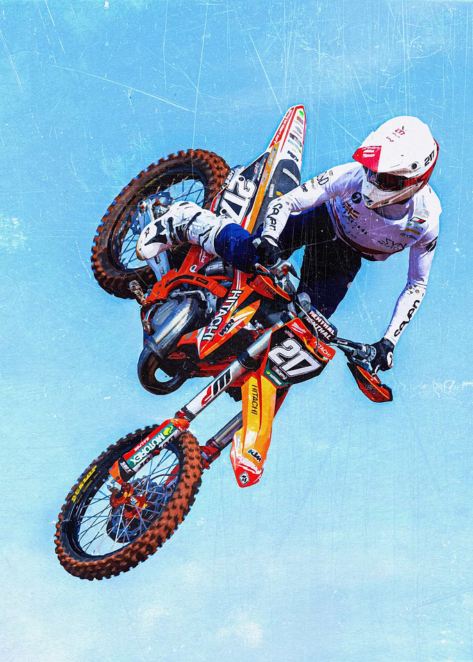 Motocross Rider in Mid-Air