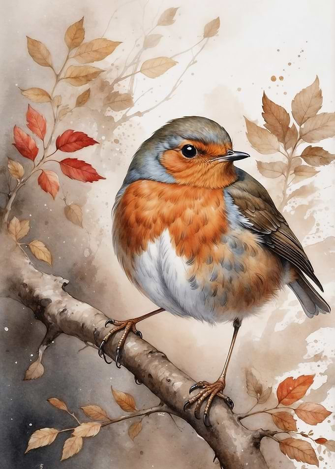 Robin Watercolor Painting