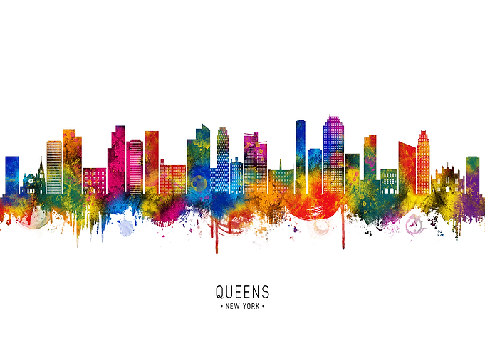Queens Skyline Watercolor