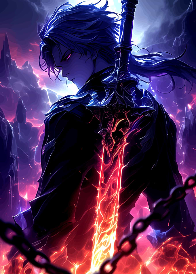 lucifer Warrior with Flaming Sword legend