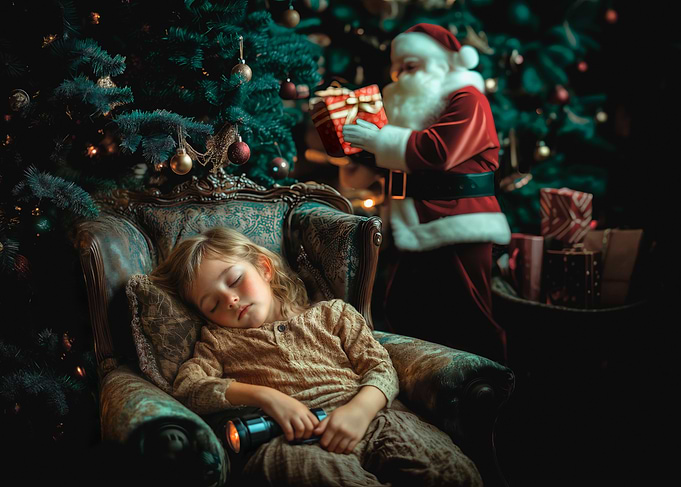 Santa Claus Delivers Gifts