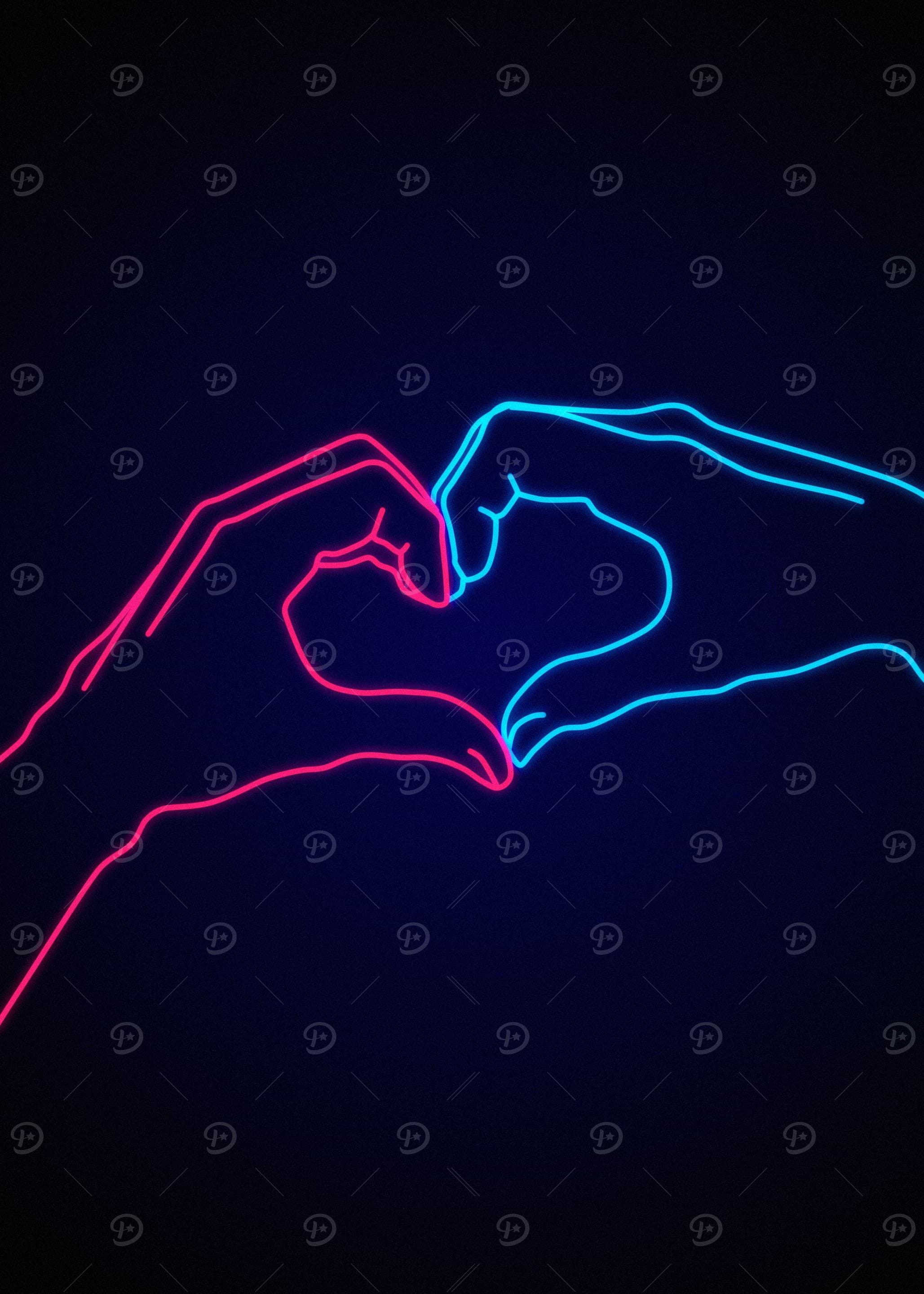 Neon Heart Hands