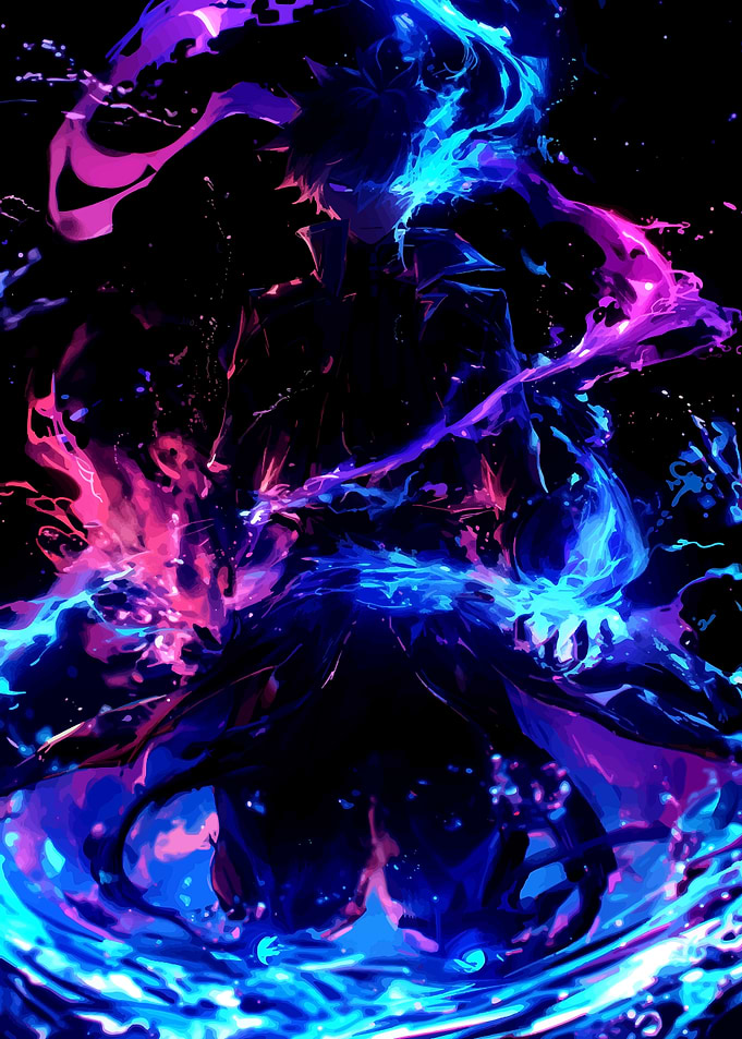 Abstract Neon solo fighter