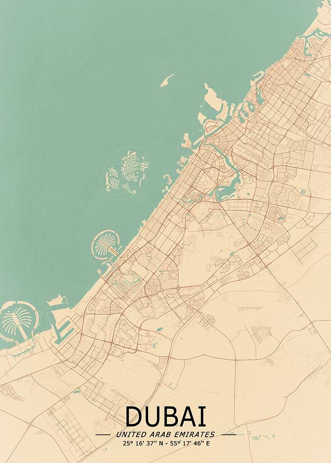 Dubai Vintage Map