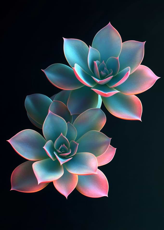 Succulent Flowers on Black
