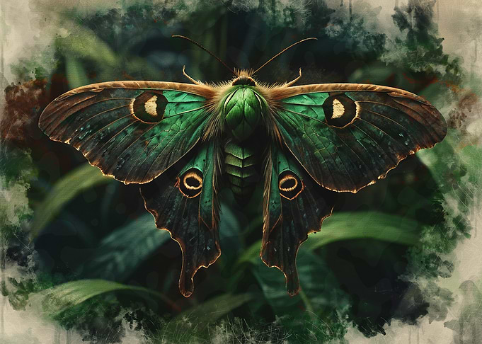 Emerald Moth Watercolor