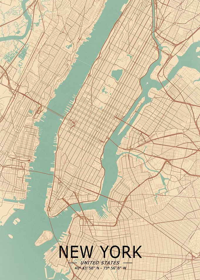 New York Vintage Map