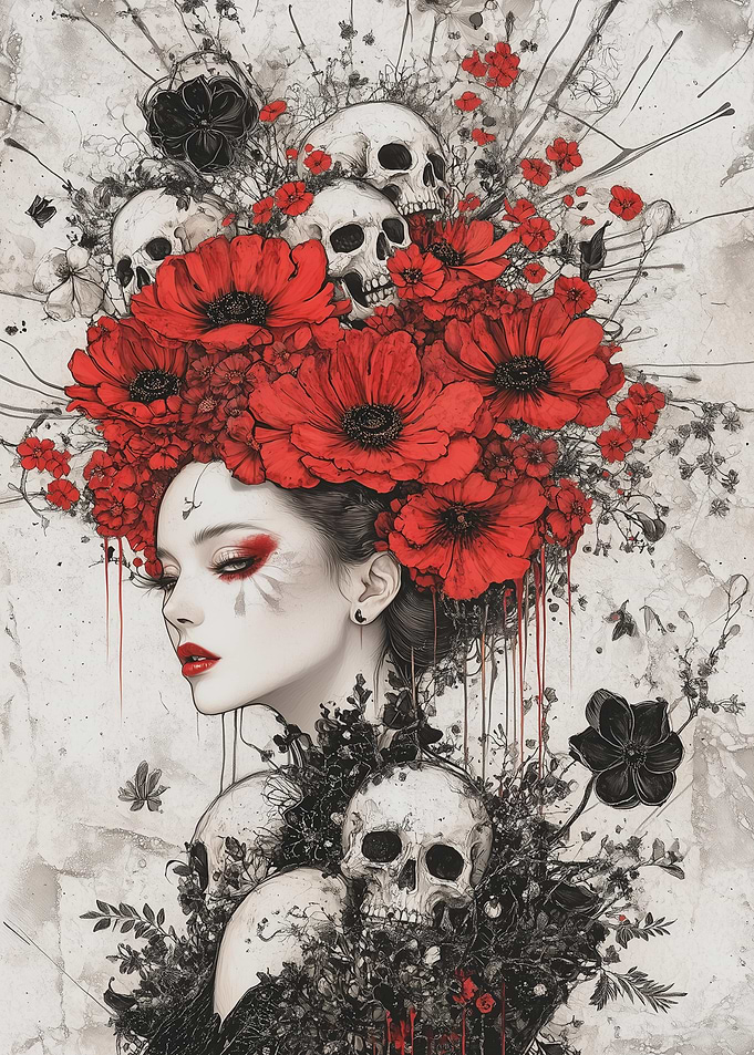 Crown of Poppies and Skull