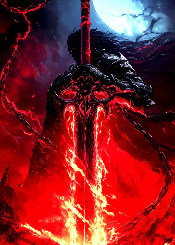 Fiery Sword of Power gaming legendary warrior