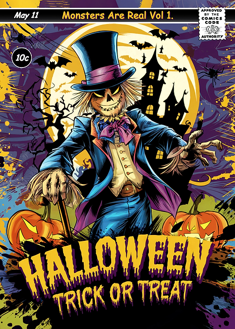 Halloween Scarecrow Comic Cover — metal poster wall art