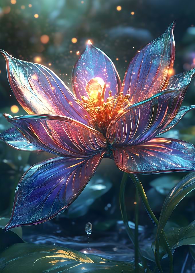 Colorful Crystal Glass Flower