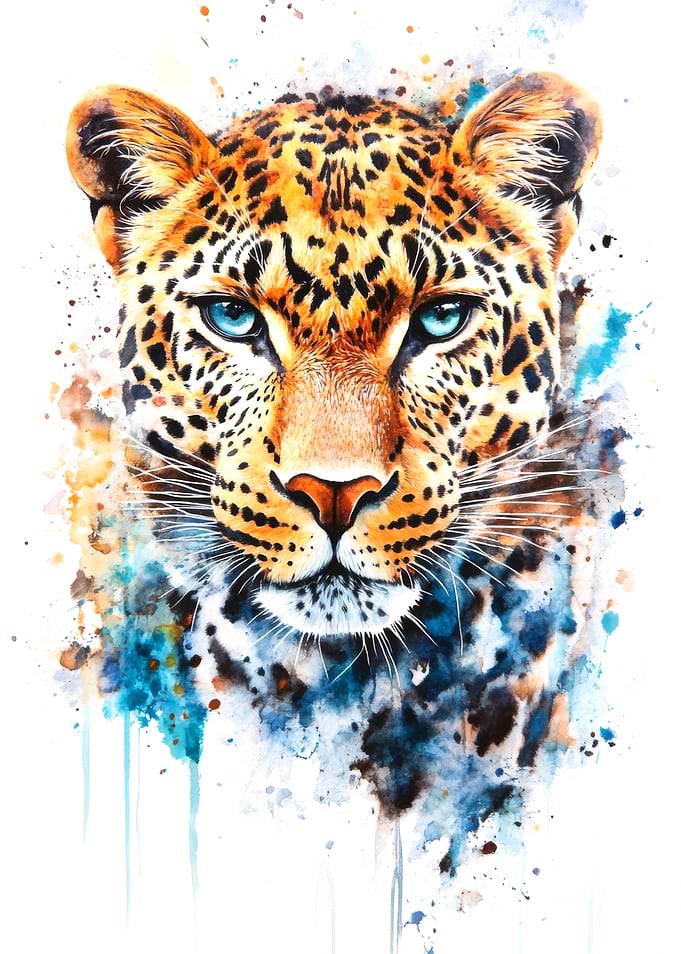 Leopard Watercolor Portrait
