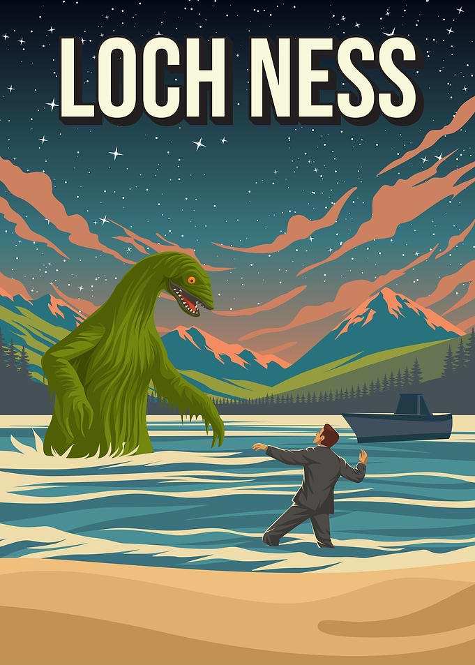 Loch Ness Monster Cryptid Travel Poster