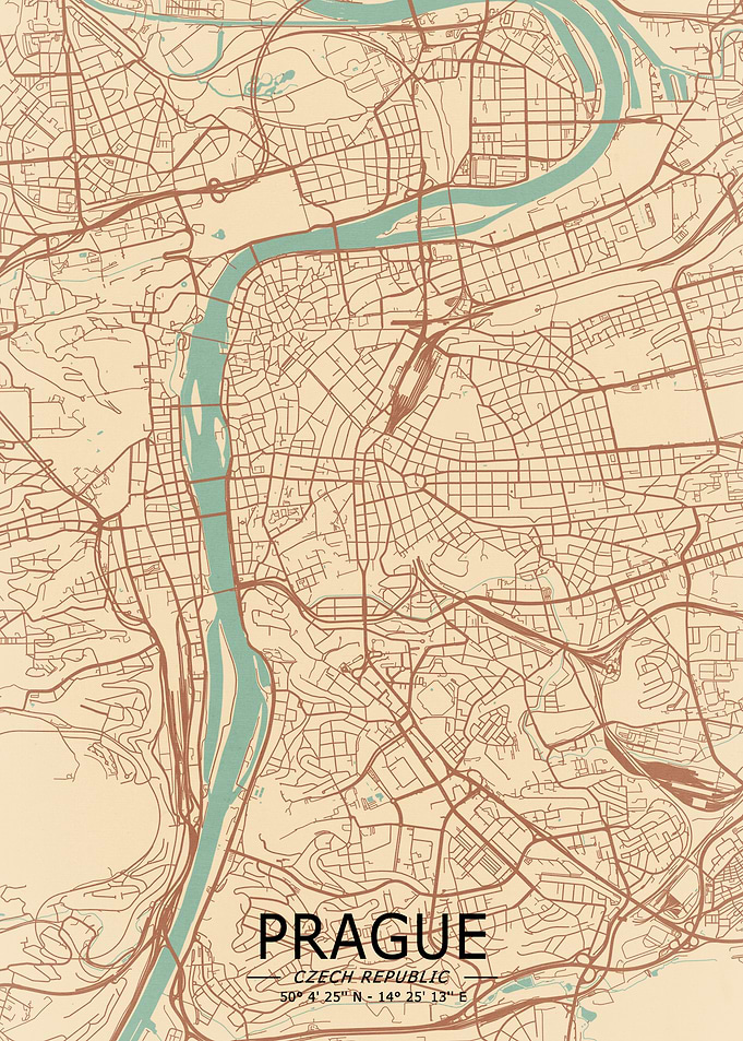 Prague Vintage Map