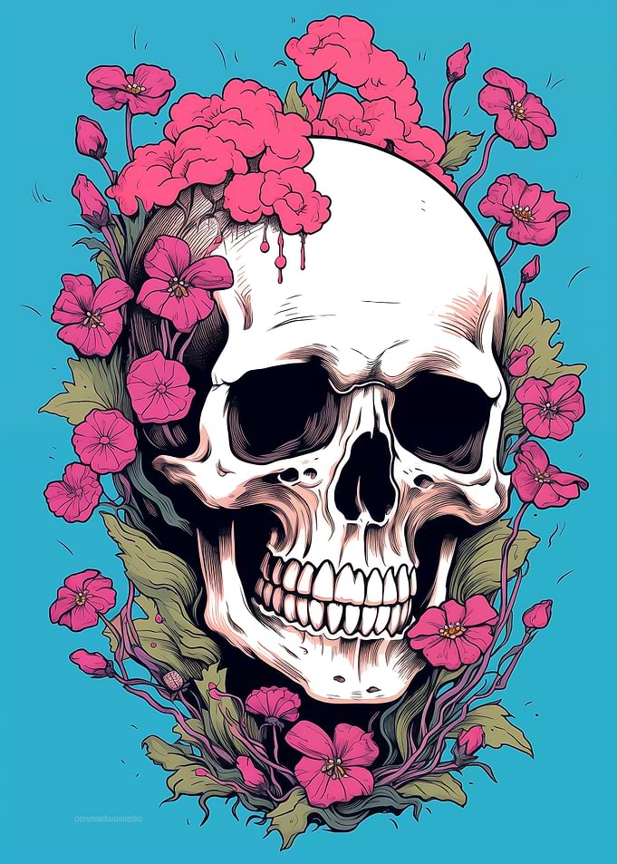 Skull with Flowers