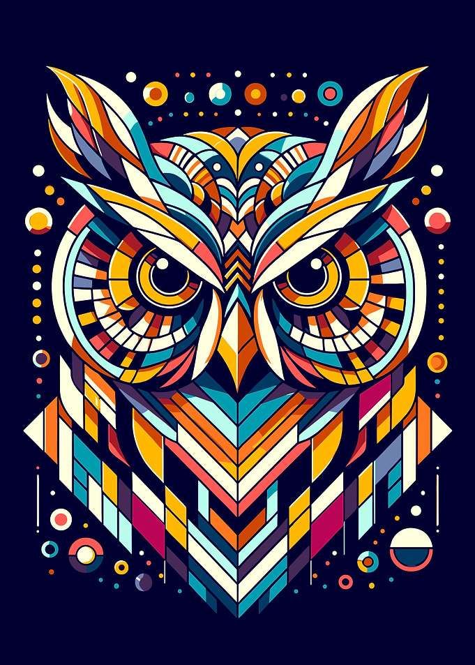 Geometric Owl Art wpap colorful