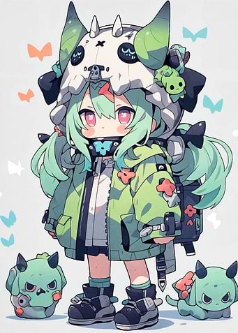 Anime Girl with Skull Helmet