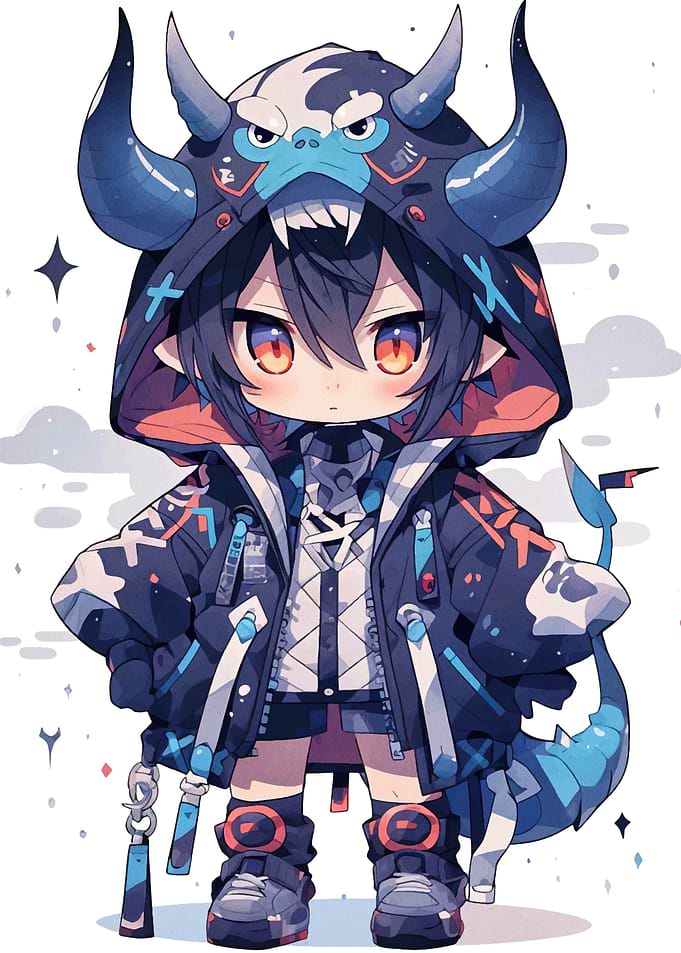 Anime Boy with Demon Mask