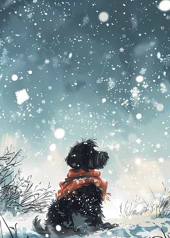 Dog in Winter Wonderland Snow