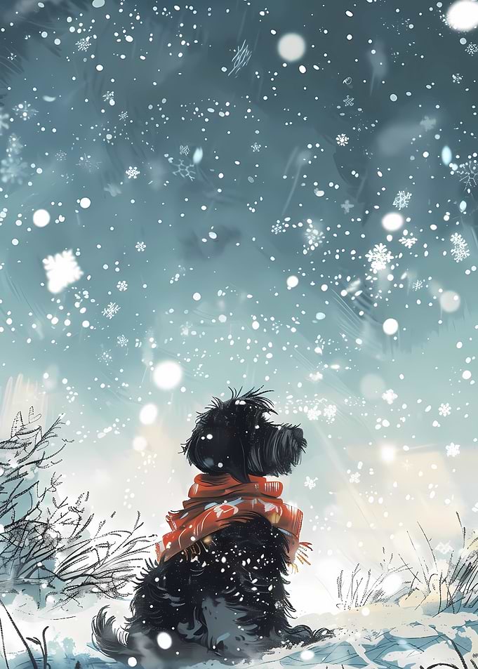 Dog in Winter Wonderland Snow