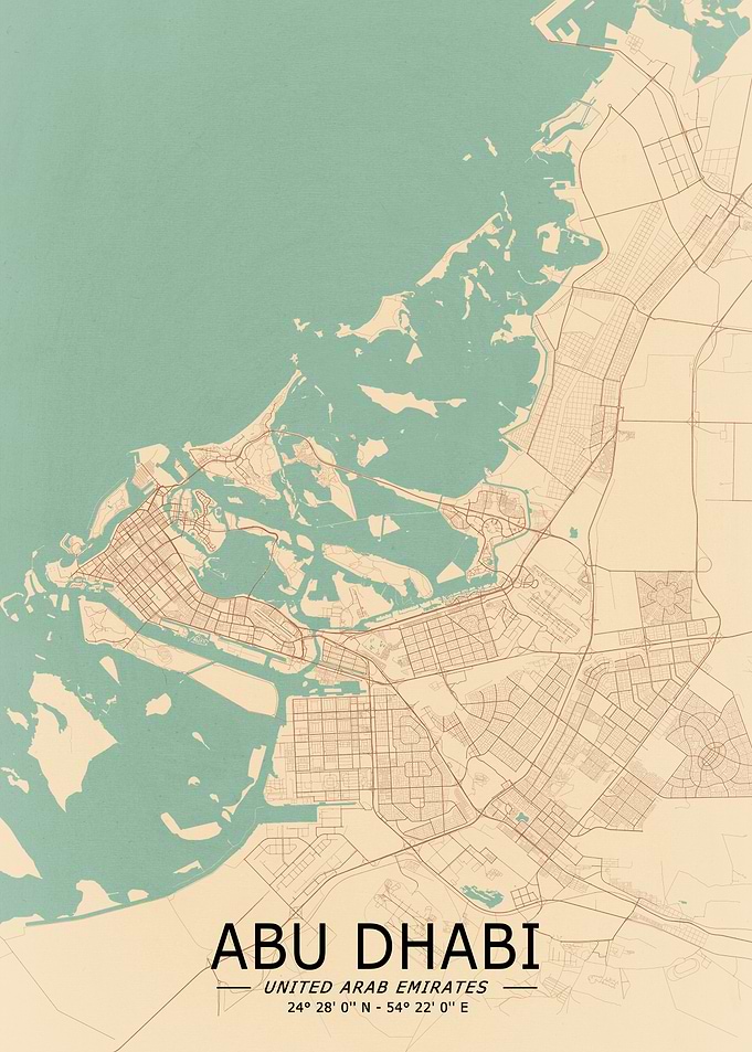 Abu Dhabi Vintage Map