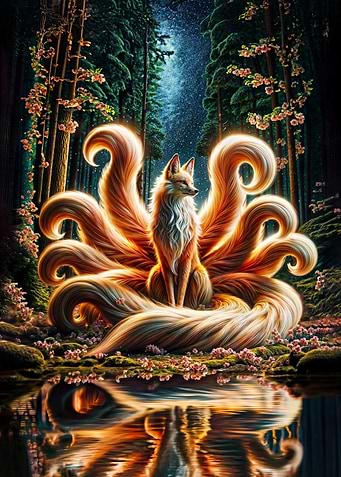 Nine-Tailed Fox in Forest