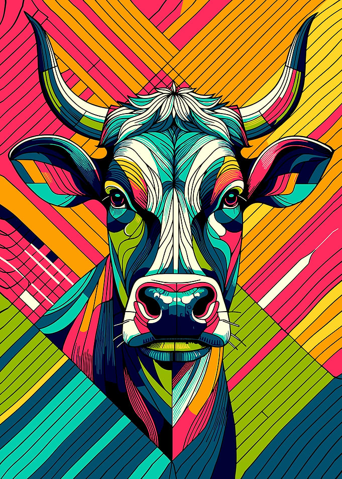 Colorful Cow Portrait wpap