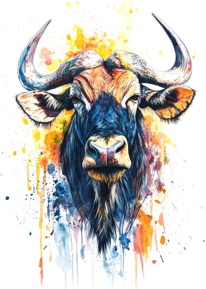 Watercolor Wildebeest