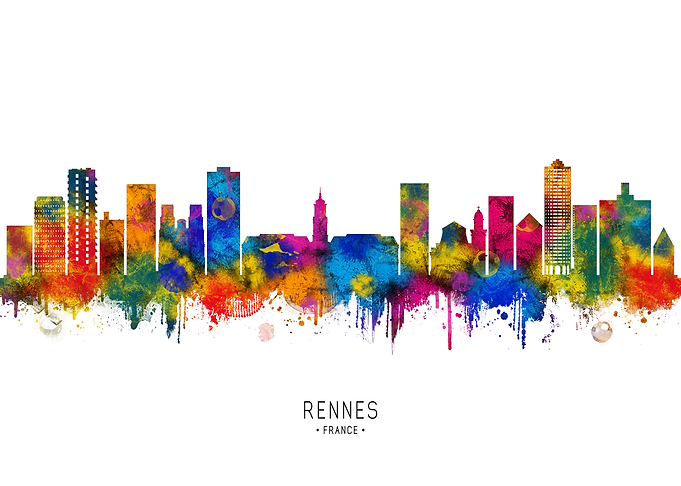 Rennes Skyline Watercolor