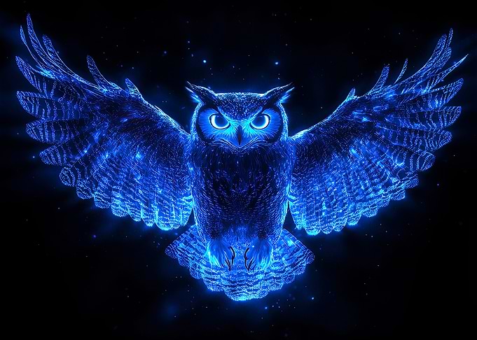 Blue Owl in Flight