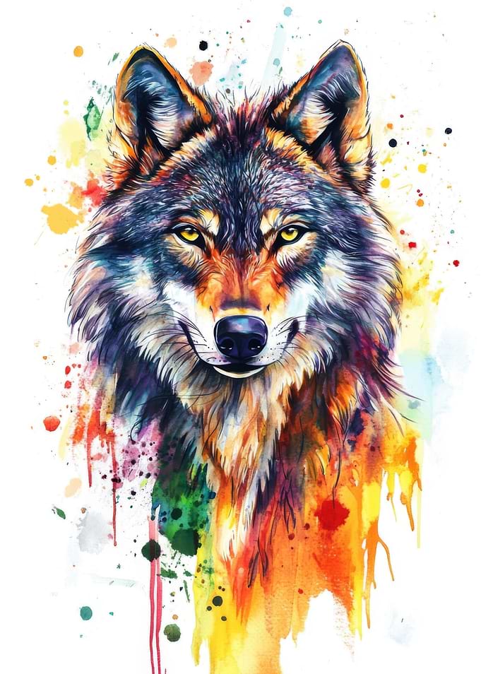 Wolf Watercolor Painting