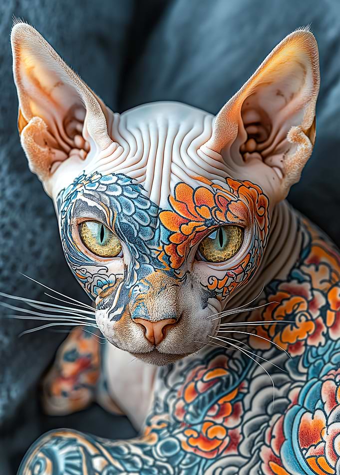 Tattooed Sphynx Cat