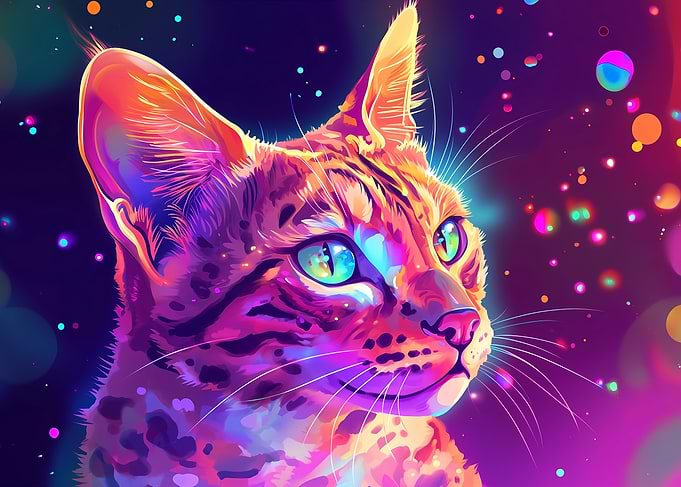 Neon Cat Portrait
